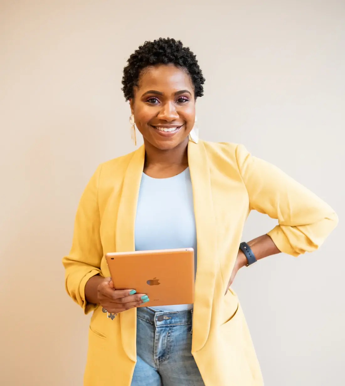 Entrepreneur holding a tablet